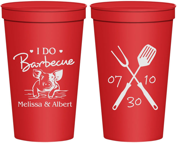 Personalized Wedding 22 oz Stadium Cups - I Do Barbecue Bbq | 446