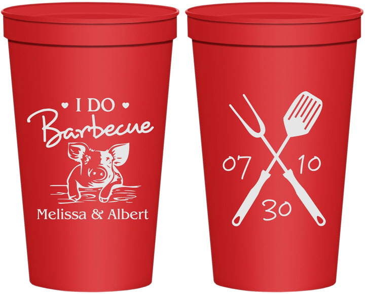 Personalized Wedding 22 oz Stadium Cups - I Do Barbecue Bbq | 446