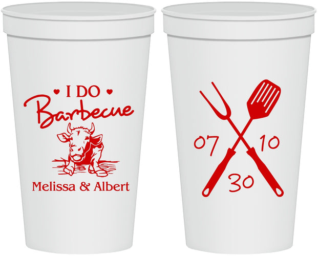 Personalized Wedding 22 oz Stadium Cups - I Do Barbecue Bbq | 447