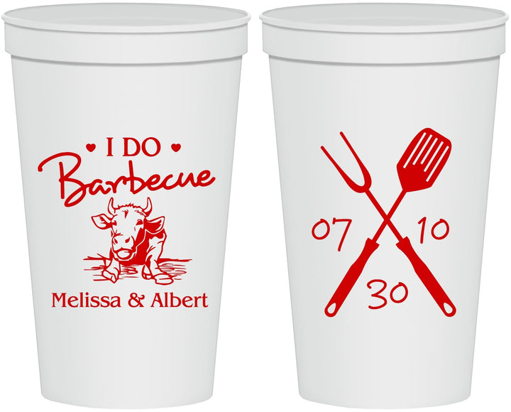 Personalized Wedding 22 oz Stadium Cups - I Do Barbecue Bbq | 447