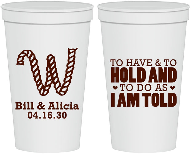 Personalized Wedding 22 oz Stadium Cups - To Have And To Hold | 449