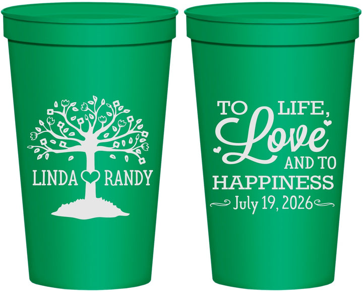 Personalized Wedding 22 oz Stadium Cups - Love And Happiness | 451
