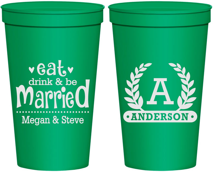 Personalized Wedding 22 oz Stadium Cups - Monogram | 464