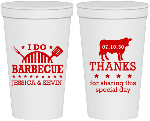 Personalized Wedding 22 oz Stadium Cups - I Do Barbecue Bbq | 468