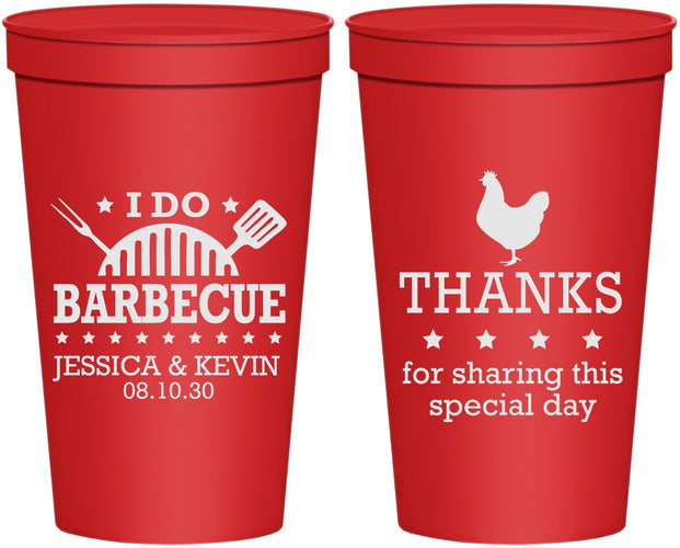 Personalized Wedding 22 oz Stadium Cups - I Do Barbecue Bbq | 469