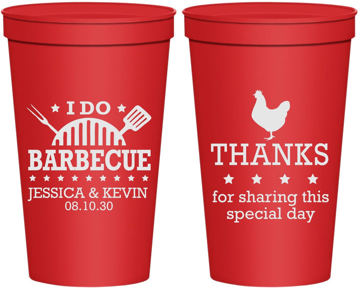 Personalized Wedding 22 oz Stadium Cups - I Do Barbecue Bbq | 469