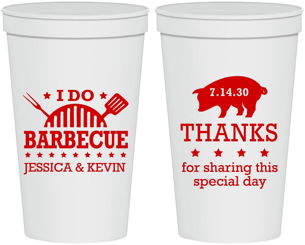 Personalized Wedding 22 oz Stadium Cups - I Do Barbecue Bbq | 470