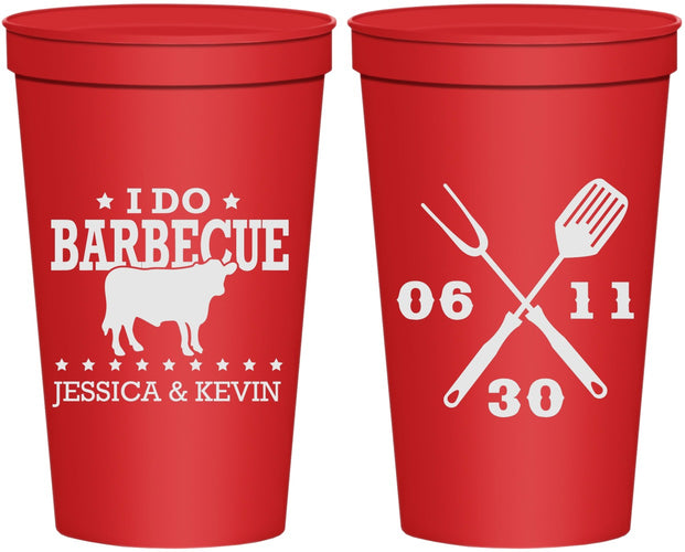 Personalized Wedding 22 oz Stadium Cups - I Do Barbecue Bbq | 471
