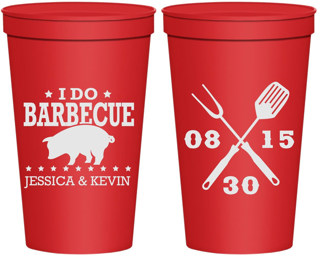 Personalized Wedding 22 oz Stadium Cups - I Do Barbecue Bbq | 473