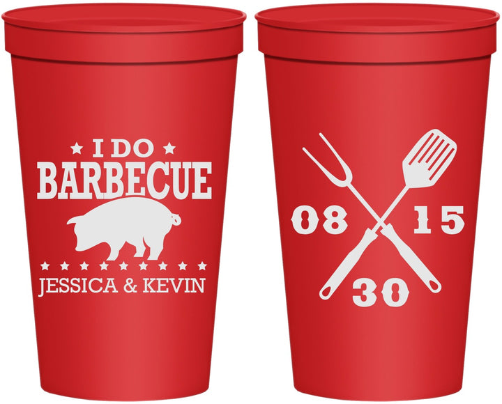 Personalized Wedding 22 oz Stadium Cups - I Do Barbecue Bbq | 473