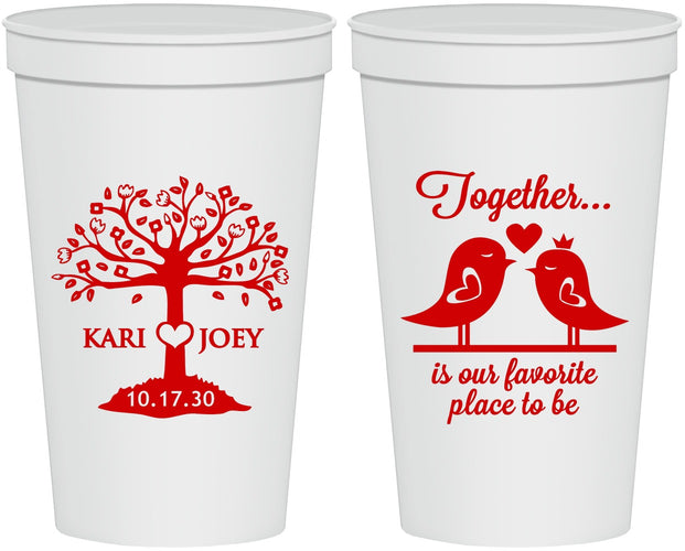 Personalized Wedding 22 oz Stadium Cups - Love Birds | 481