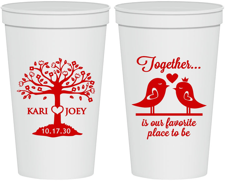 Personalized Wedding 22 oz Stadium Cups - Love Birds | 481