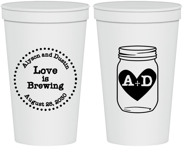 Personalized Wedding 22 oz Stadium Cups - Love Is Brewing | 486