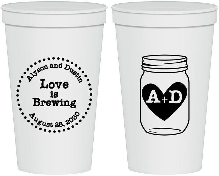 Personalized Wedding 22 oz Stadium Cups - Love Is Brewing | 486