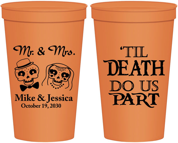 Personalized Wedding 22 oz Stadium Cups - Til Death Do Us Part | 487