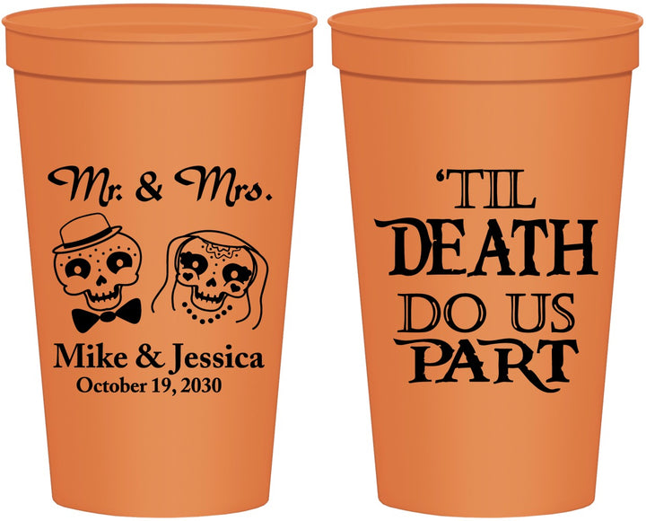Personalized Wedding 22 oz Stadium Cups - Til Death Do Us Part | 487