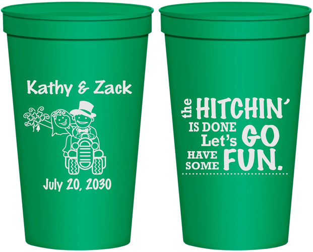 Personalized Wedding 22 oz Stadium Cups - Tractor Hitchin | 489