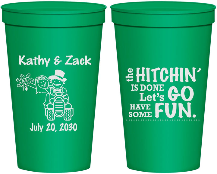 Personalized Wedding 22 oz Stadium Cups - Tractor Hitchin | 489