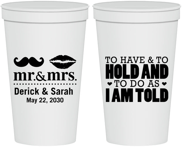 Personalized Wedding 22 oz Stadium Cups - To Have And To Hold | 491