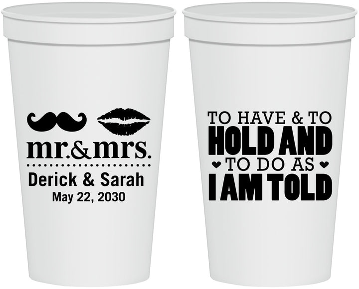 Personalized Wedding 22 oz Stadium Cups - To Have And To Hold | 491