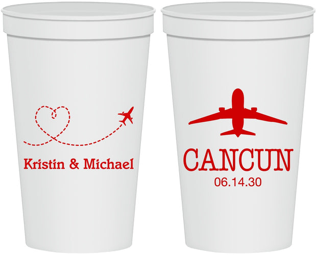 Personalized Wedding 22 oz Stadium Cups - Destination | 492
