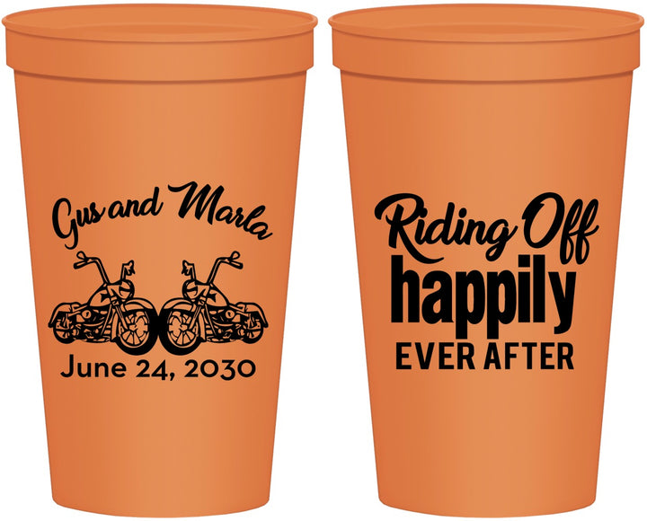 Personalized Wedding 22 oz Stadium Cups - Motorcycle | 493