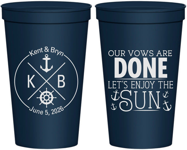 Personalized Wedding 22 oz Stadium Cups - Nautical | 495