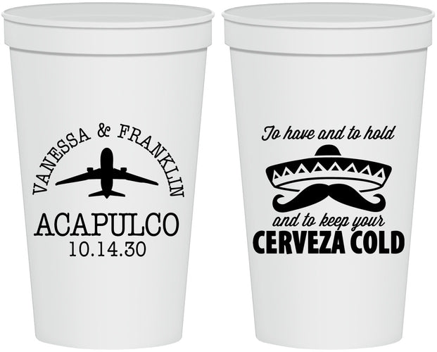 Personalized Wedding 22 oz Stadium Cups - Destination | 496
