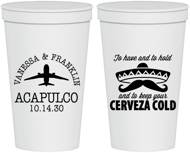 Personalized Wedding 22 oz Stadium Cups - Destination | 496