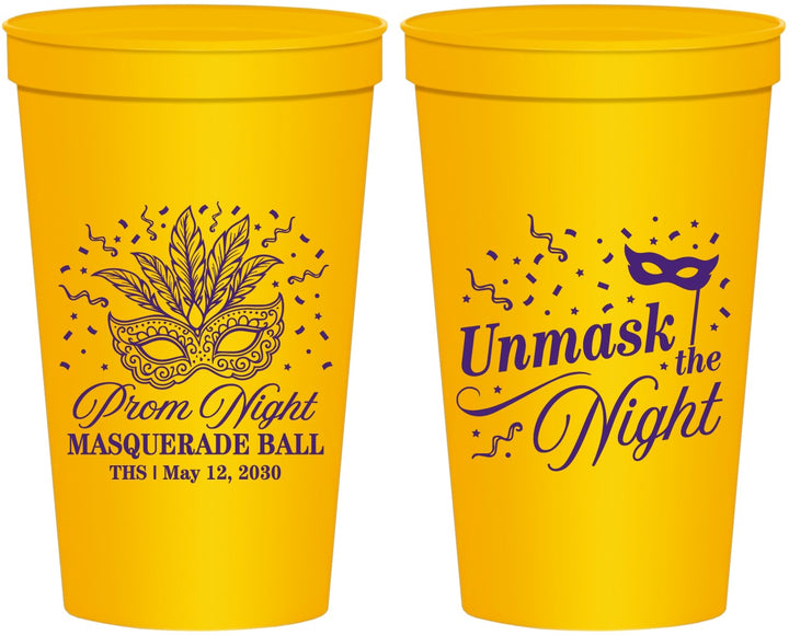 Personalized Prom 22 oz Stadium Cups - Masquerade Ball | 50011