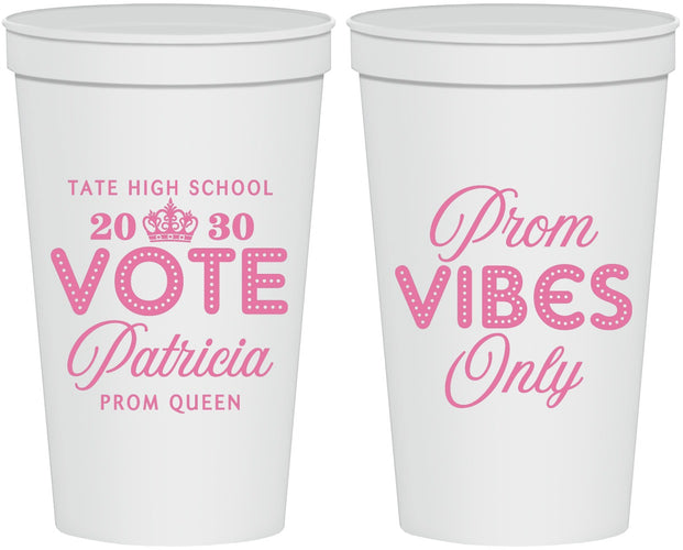 Personalized Prom 22 oz Stadium Cups - Queen Vote | 50017