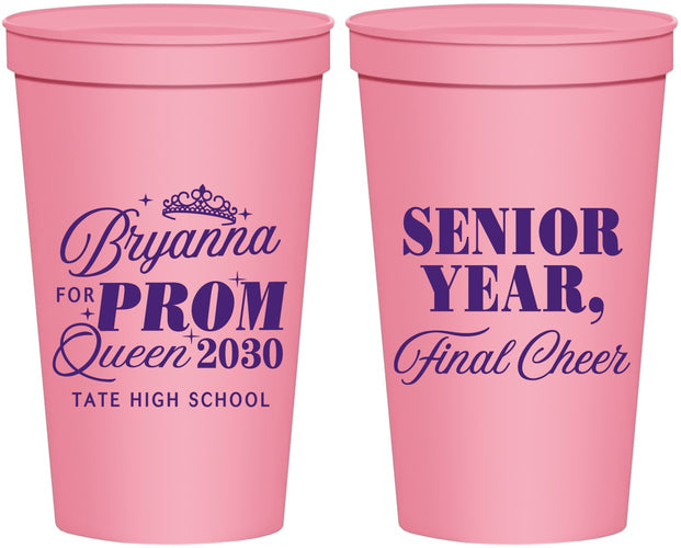 Personalized Prom 22 oz Stadium Cups - Queen Vote | 50018