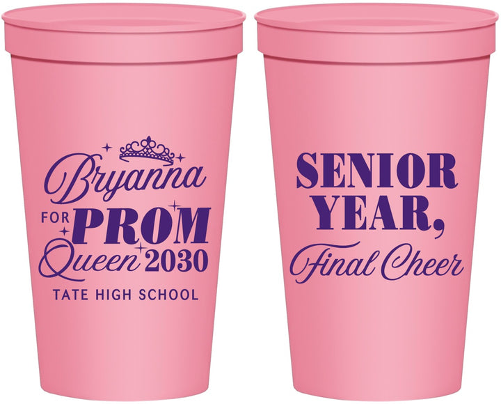 Personalized Prom 22 oz Stadium Cups - Queen Vote | 50018