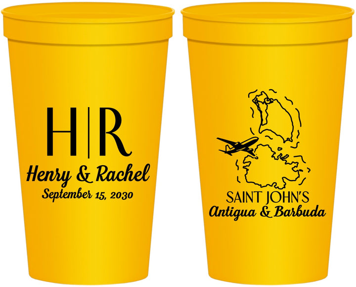 Personalized Wedding 22 oz Stadium Cups - Antigua And Barbuda | 502