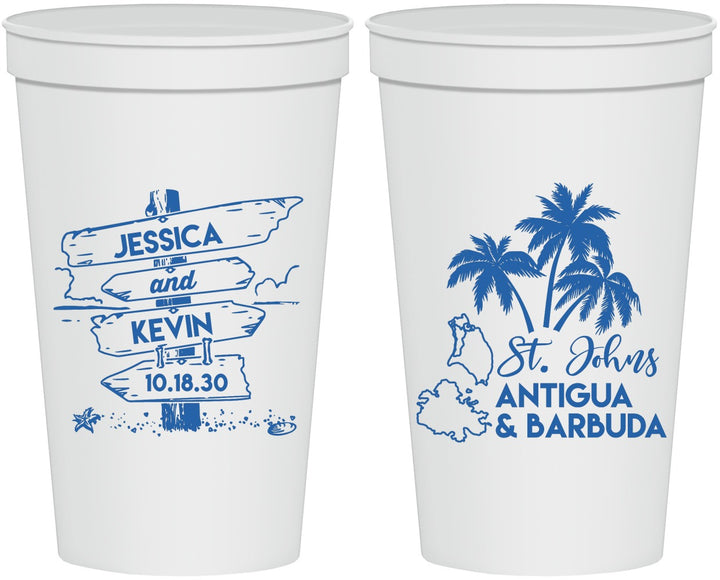 Personalized Wedding 22 oz Stadium Cups - Antigua And Barbuda | 503