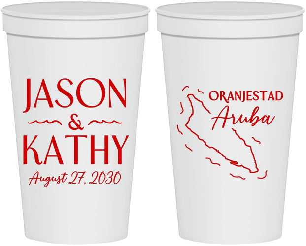 Personalized Wedding 22 oz Stadium Cups - Aruba | 504