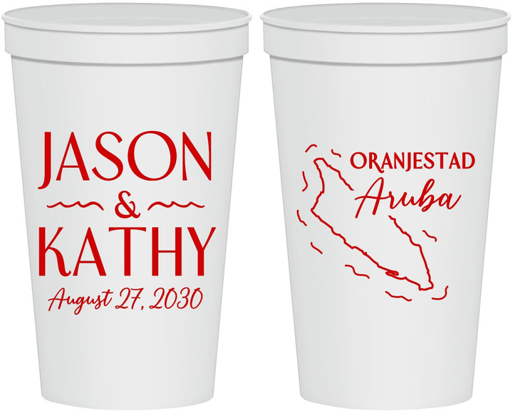 Personalized Wedding 22 oz Stadium Cups - Aruba | 504