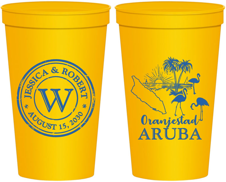 Personalized Wedding 22 oz Stadium Cups - Aruba | 505