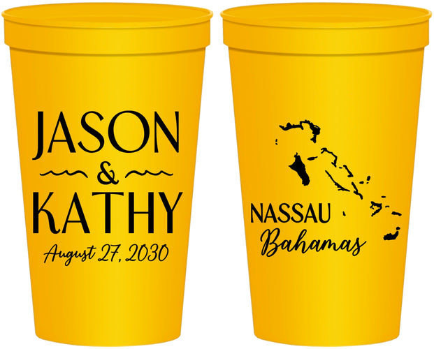 Personalized Wedding 22 oz Stadium Cups - Bahamas | 506