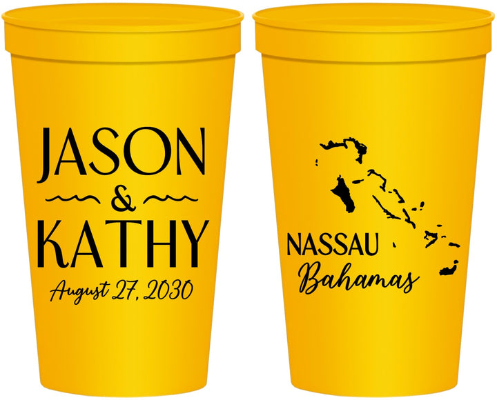 Personalized Wedding 22 oz Stadium Cups - Bahamas | 506