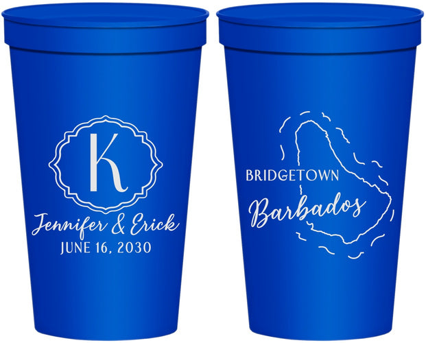 Personalized Wedding 22 oz Stadium Cups - Barbados | 508
