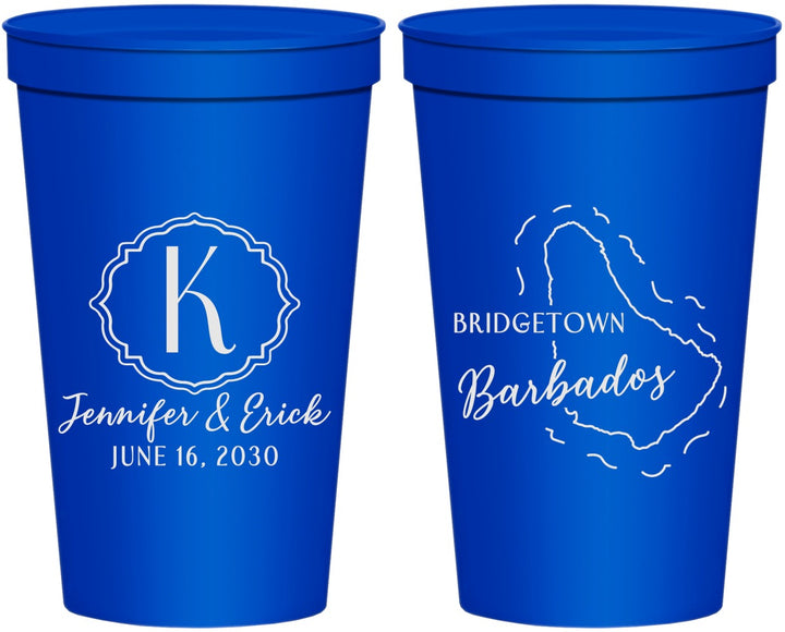 Personalized Wedding 22 oz Stadium Cups - Barbados | 508