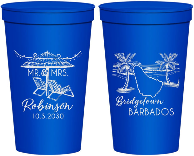 Personalized Wedding 22 oz Stadium Cups - Barbados | 509