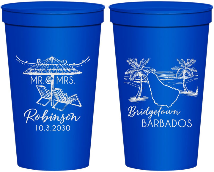 Personalized Wedding 22 oz Stadium Cups - Barbados | 509