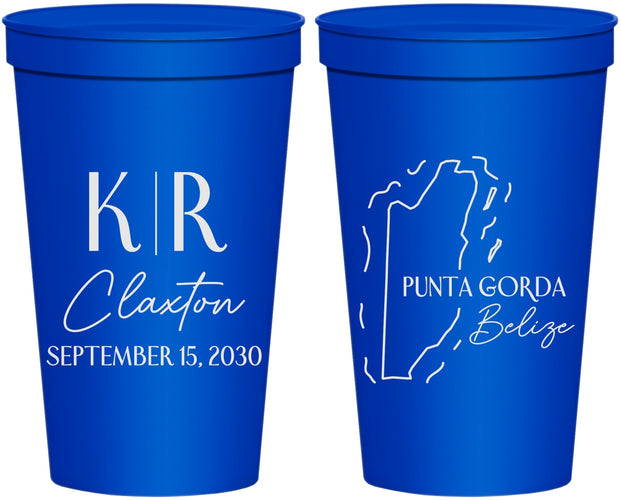 Personalized Wedding 22 oz Stadium Cups - Belize | 510
