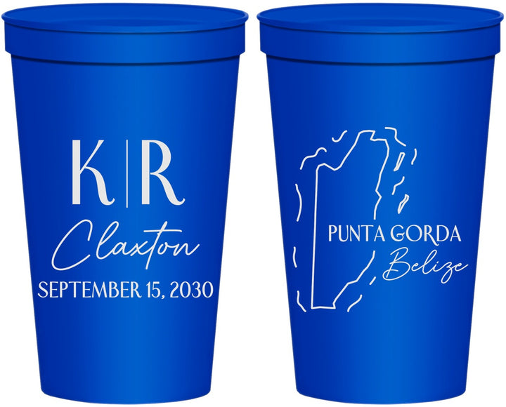 Personalized Wedding 22 oz Stadium Cups - Belize | 510