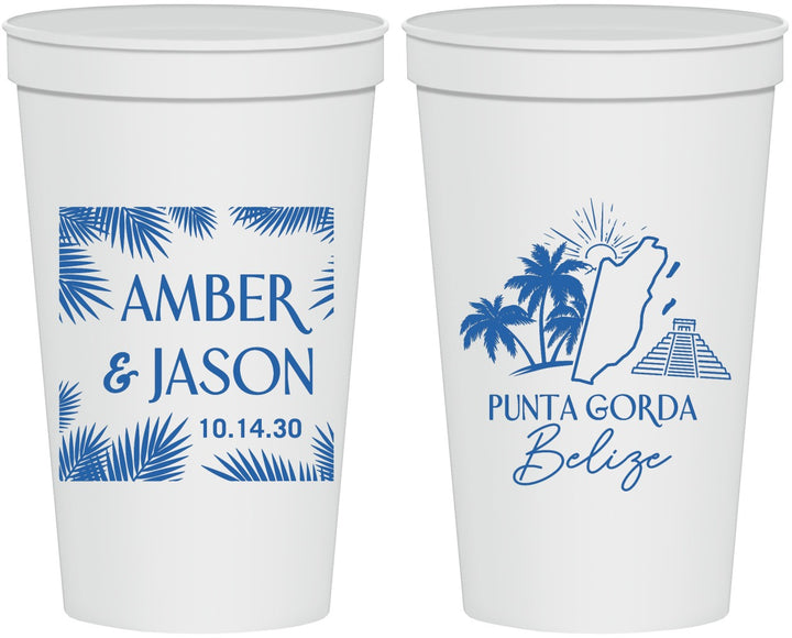 Personalized Wedding 22 oz Stadium Cups - Belize | 511