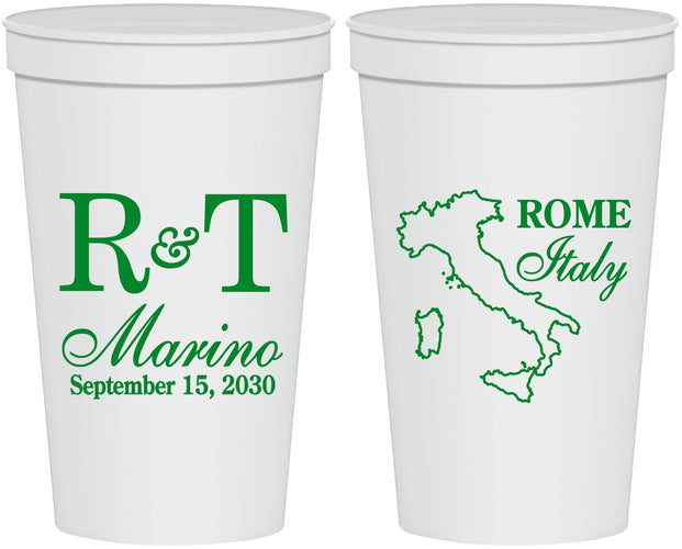Personalized Wedding 22 oz Stadium Cups - Italy | 514