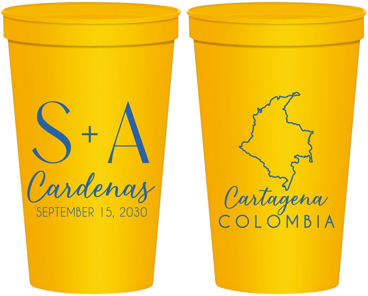 Personalized Wedding 22 oz Stadium Cups - Colombia | 516