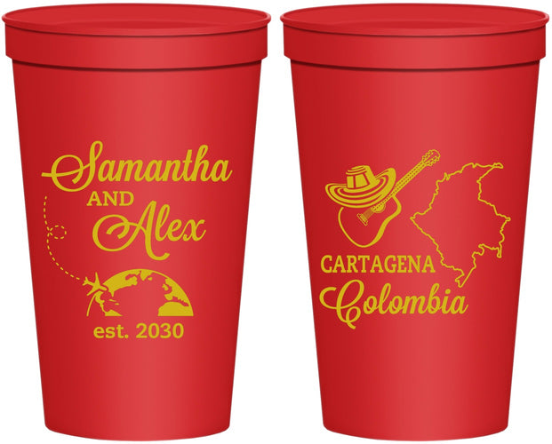 Personalized Wedding 22 oz Stadium Cups - Colombia | 517